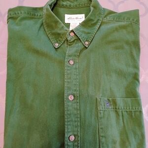 Eddie Bauer Forest Green Large Men's Long Sleeve Shirt
